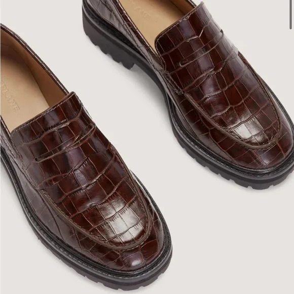 Everlane Lug Loafer NWOB Brown Crocodile Pattern Loafers - Picture 3 of 10